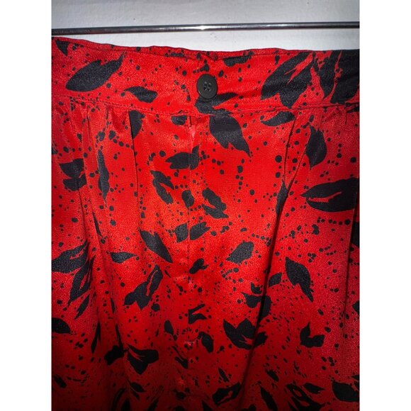 Vintage Red & Black Floral Print With Blouson Top & Elastic‎ Waist Skirt Set Med - Picture 7 of 8